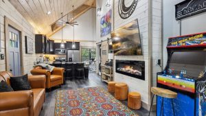 Two Bedroom Gatlinburg Cabin Vacation Rental near Rocky Top Sports World and Downtown Gatlinburg Once in a Blue Moon