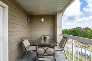 Whispering Pines Condo 251 One Bedroom Top Floor Downtown Pigeon Forge Balcony View