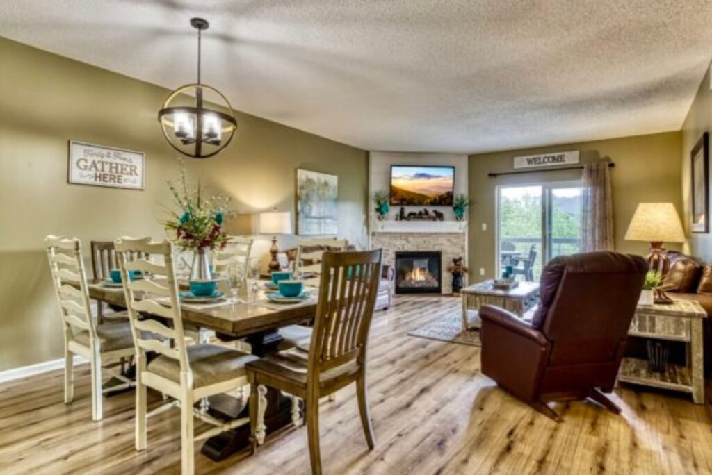 Two Bedroom Two Bath Sleeps 6 Whispering Pines Condos in Downtown Pigeon Forge with Indoor and Outdoor Pool
