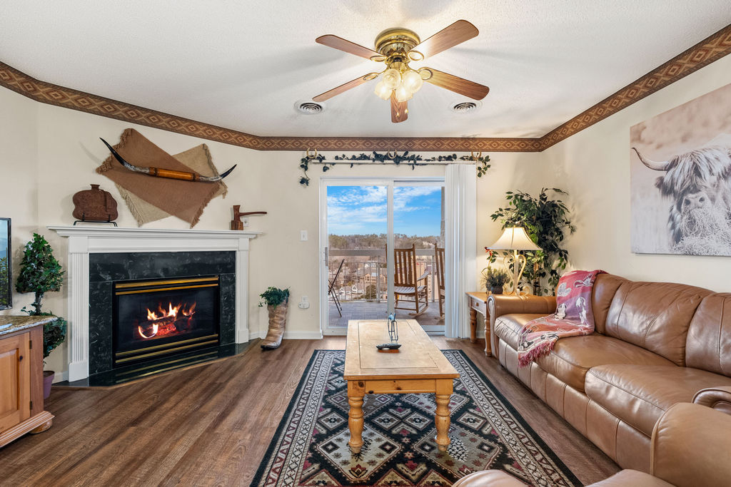 Whispering Pines Condo 251 One Bedroom Top Floor Downtown Pigeon Forge Balcony View